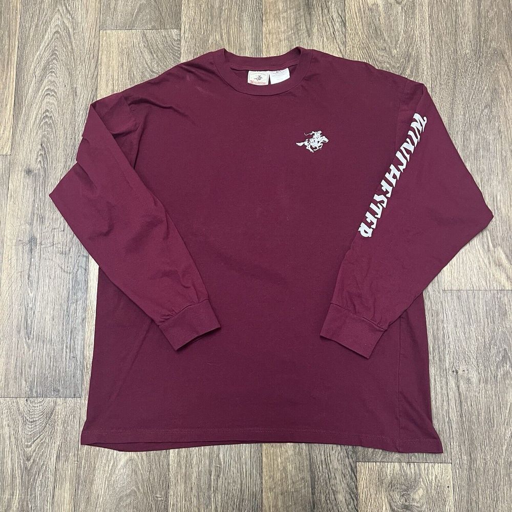 Y2K Winchester 1866 Long Sleeve T-Shirt Men's Large Maroon Western Hunting - Picture 9 of 10